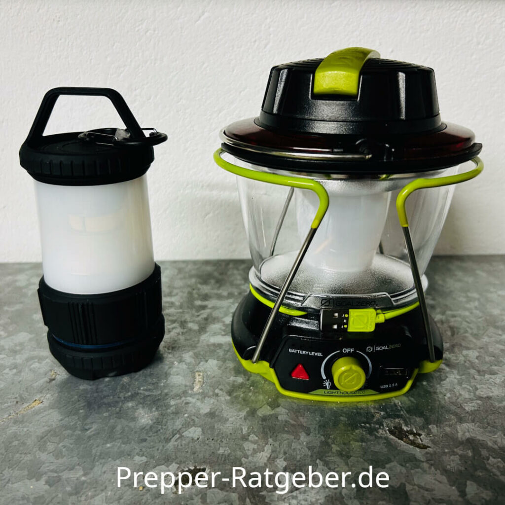Blackout Liste: Beleuchtung mit Campinglaternen